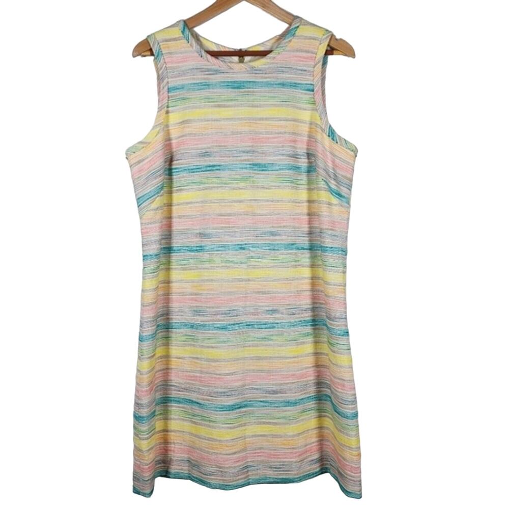 Multicolored Striped Sarah Campbell Sleeveless Shift Dress Size 14
